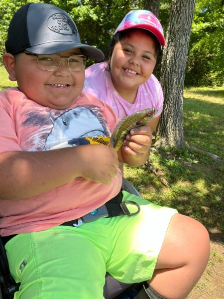 Julian and his sister fishing